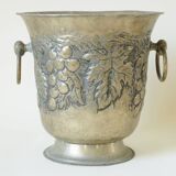 Brass champagne or ice bucket - relief vine decor