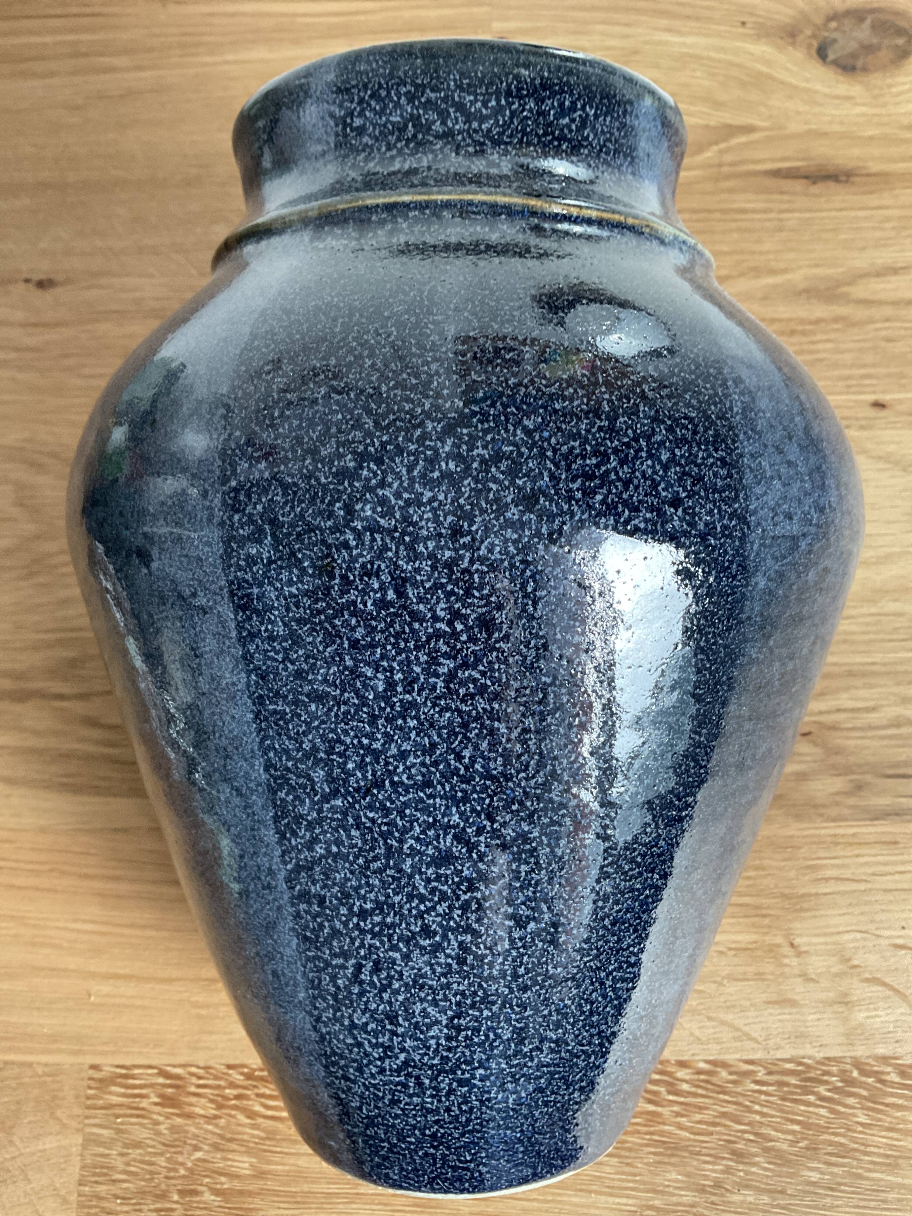 Thick blue ceramic vase