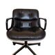 Charles Pollock Knoll Office Chair - Black Leather with Wheels