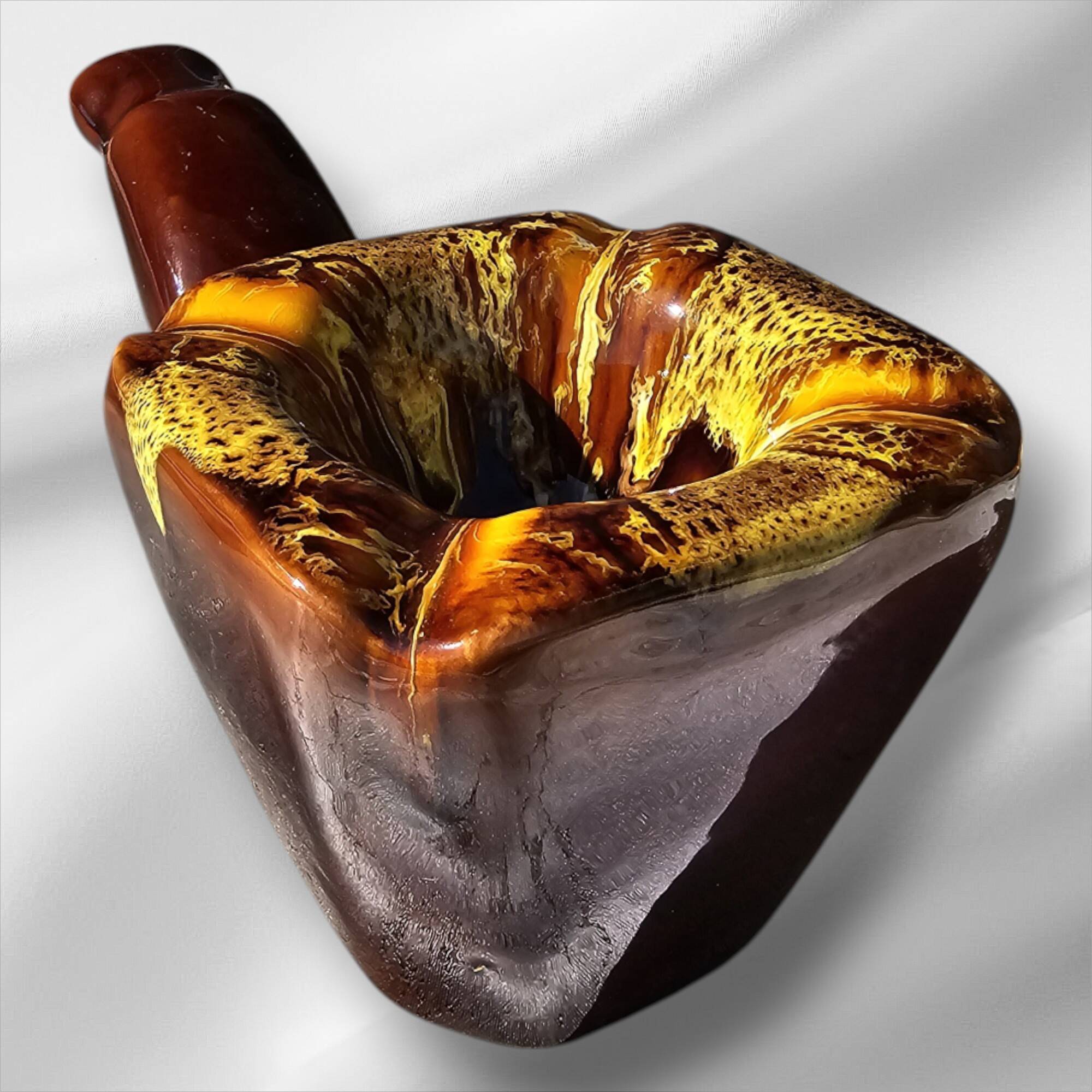 Vallauris majolica ashtray, pipe-shaped ashtray, 1950s