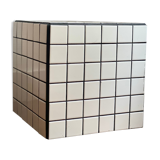 Cube end of sofa tile mosaic white joint black