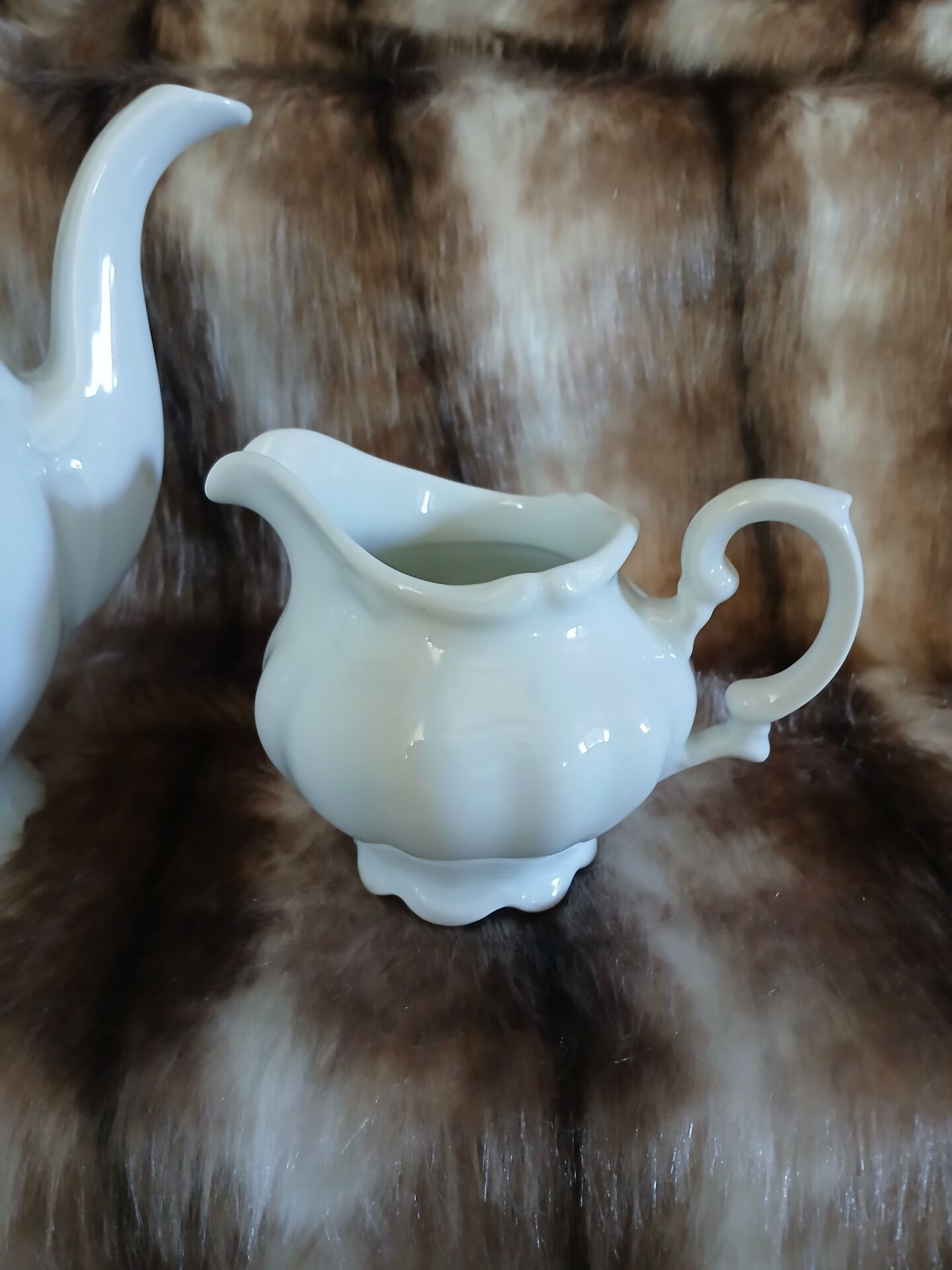 Coffee pot + porcelain milk jug