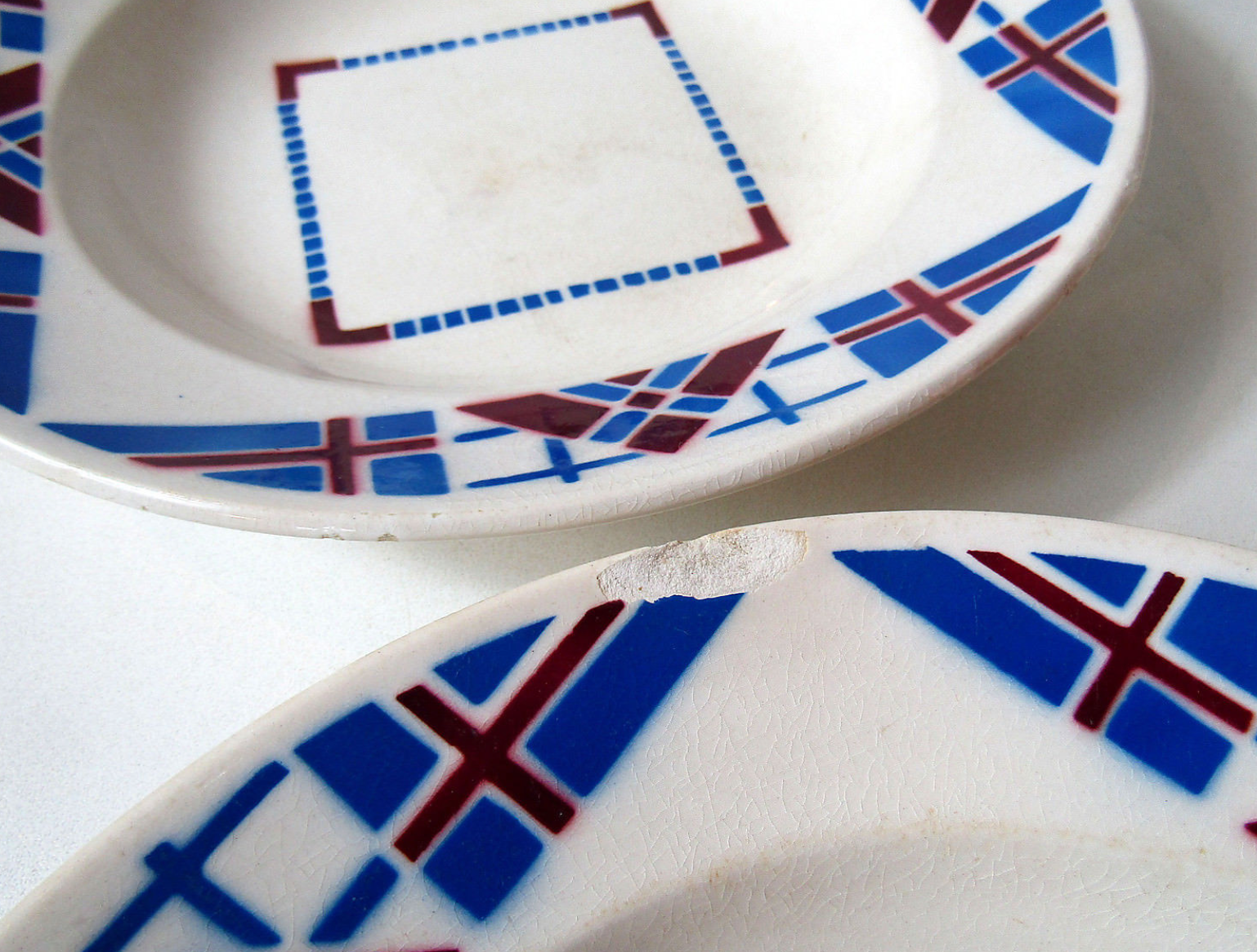 Set of 6 old luneville ceramic hollow plates