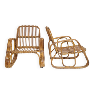 Pair of rattan armchairs, Italy, 1960s.
