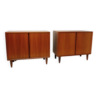 Pair of small low Scandinavian teak sideboards from the 60s