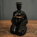 Black ceramic sphinx or pharaoh lamp 1980 brown lampshade
