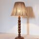 Turned wood lamp and jute lampshade