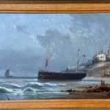 Tableau, Marine sur la côte d’Opale XIX siècle