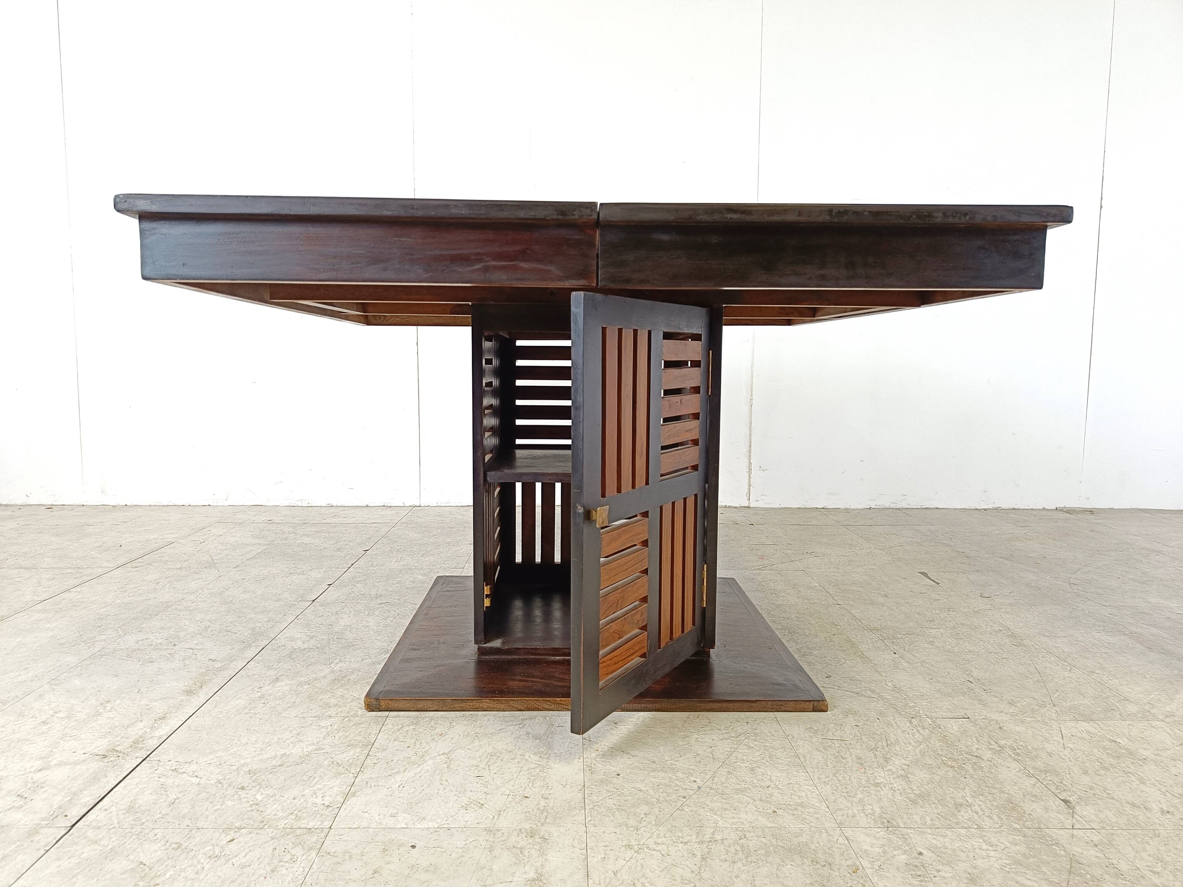 Chaises de salle à manger vintage à haut dossier en bambou avec table, 1960