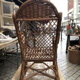 Child chair in rattan and wood