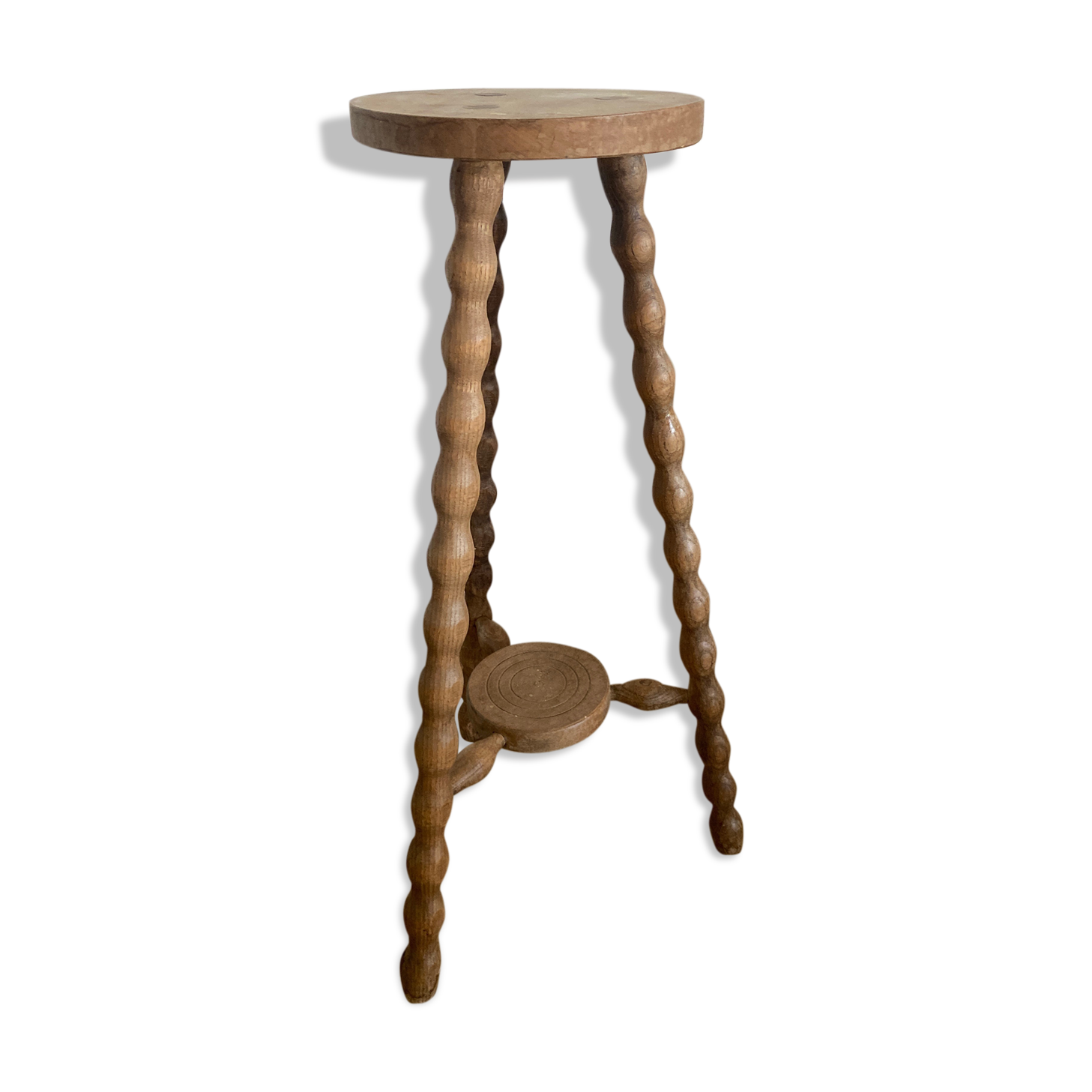 High tripod wooden stool