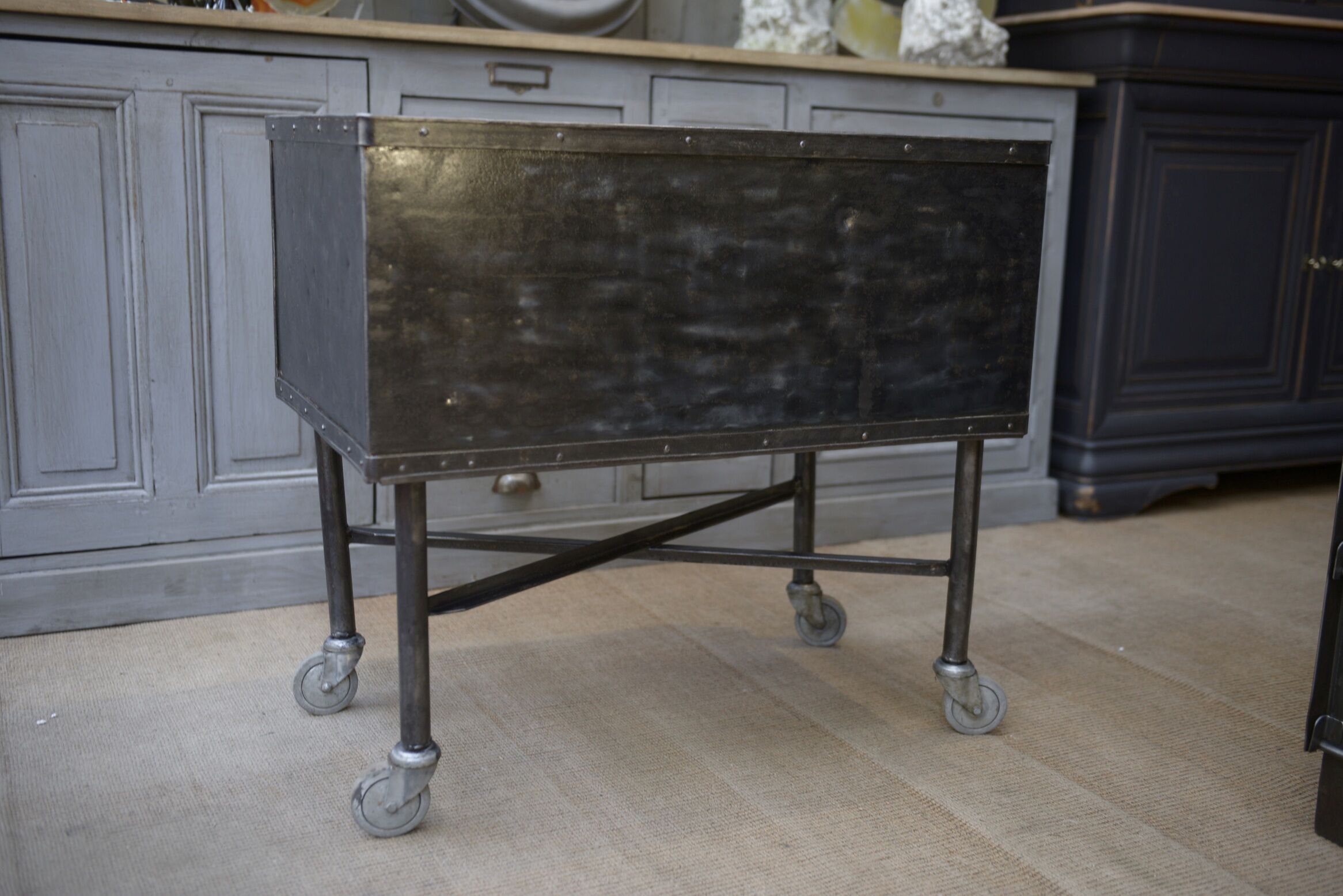 Factory trolley in polished metal 1950