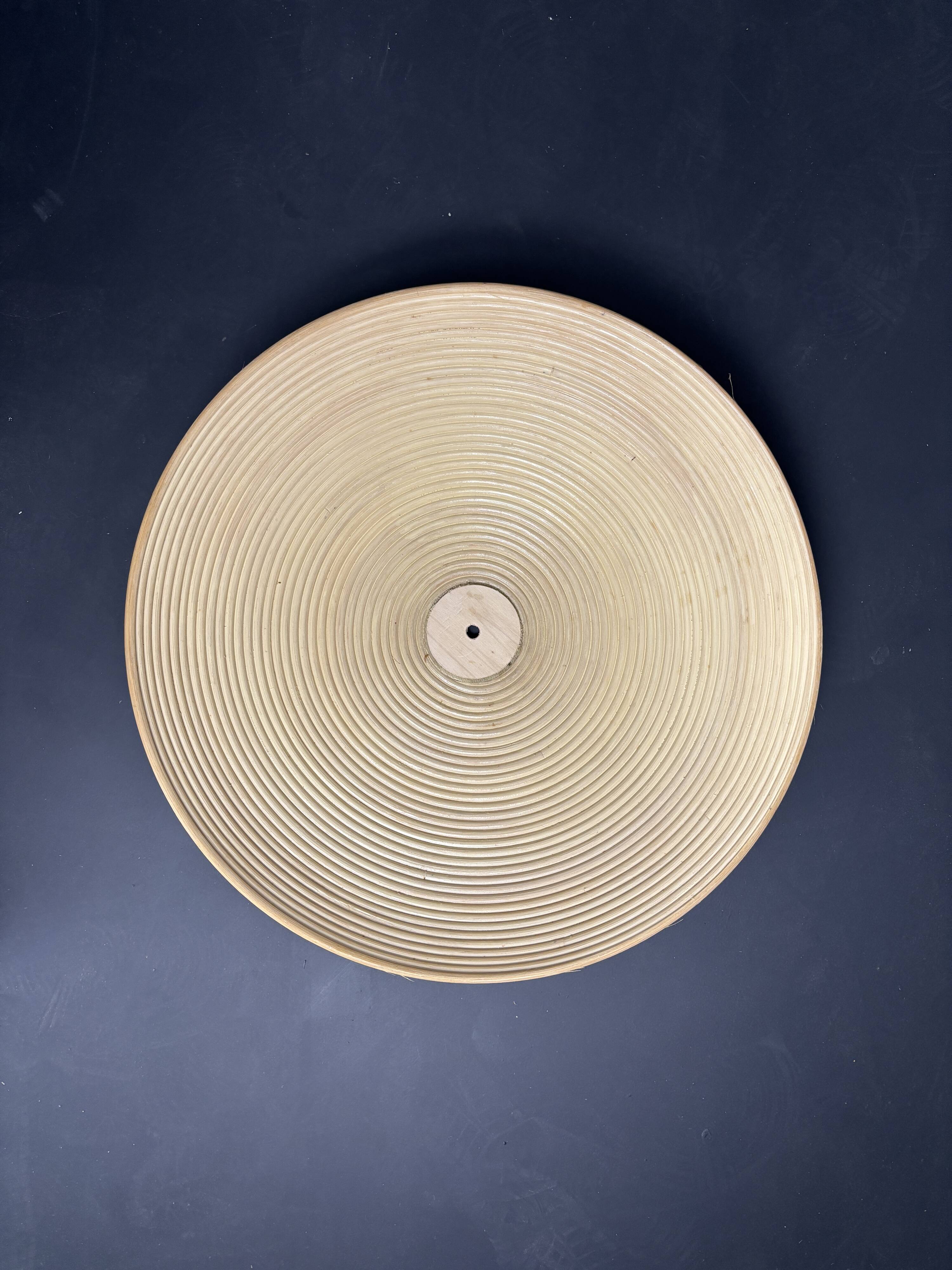 Lampe de table en rotin, bambou et laiton, Italie années 1970