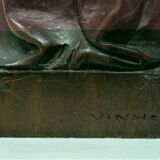 Sculpture wood virgin and child signed