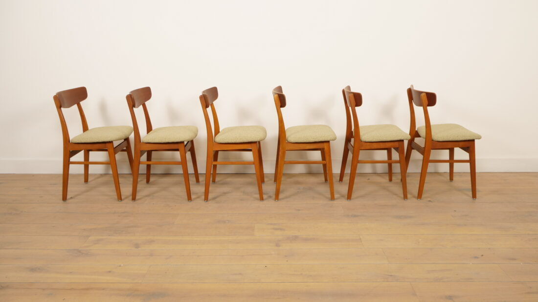 6 x dining chairs | Farstrup | Model 210 | Reupholstered | Green