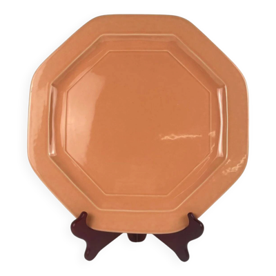 Plat octogonal en terre de fer rose, Pagnossin, Italie, XXe