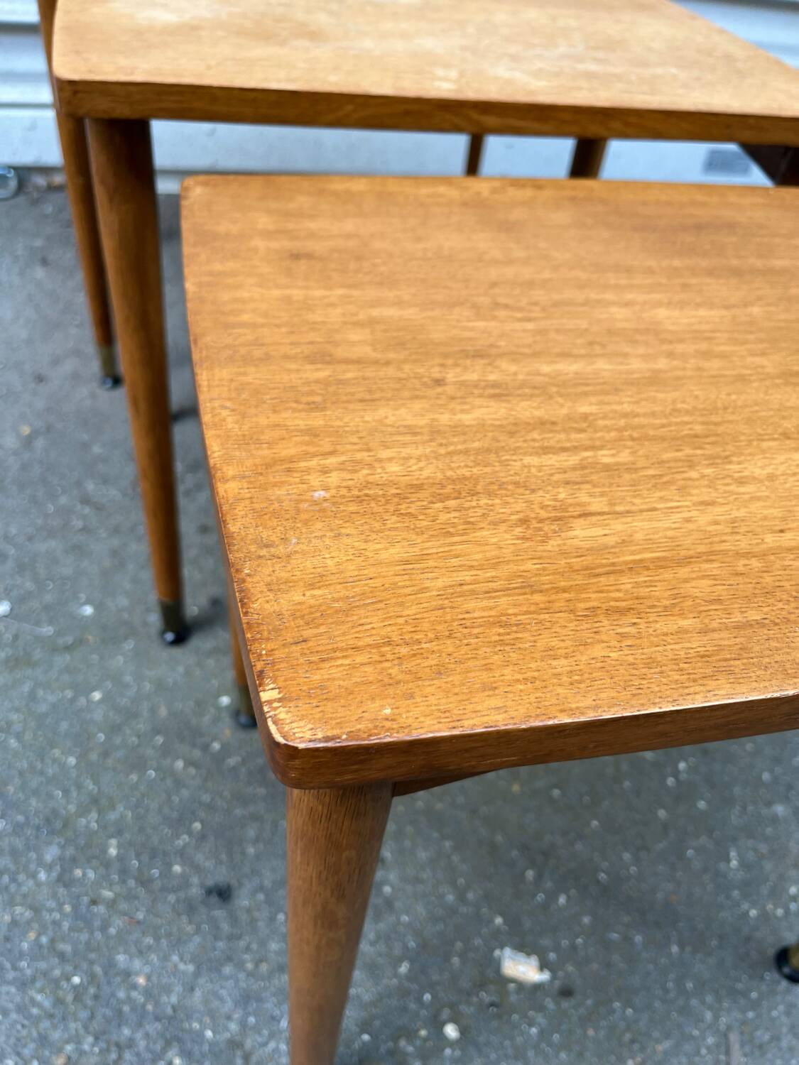 3 wooden nesting tables, 50s-60s