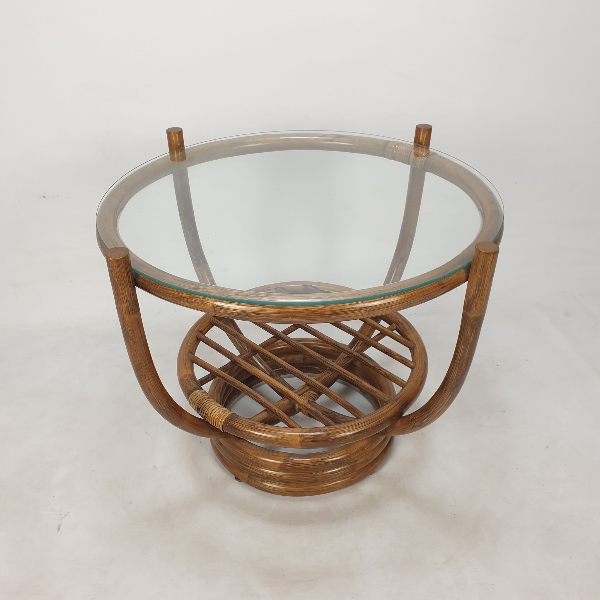 Table basse italienne en bambou, années 1980