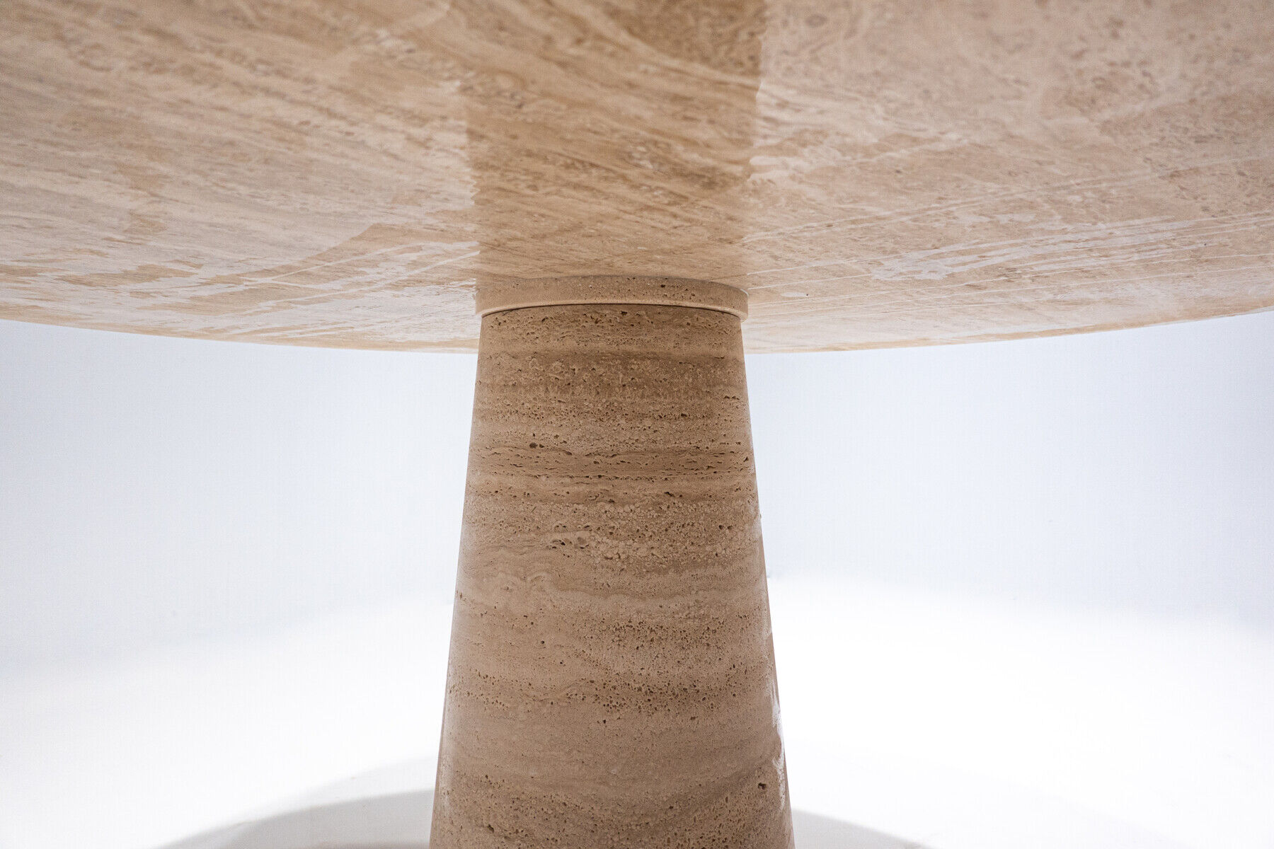 Contemporary Italian Travertine Dining Table in Beige