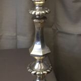 Paire de lampes en bronze argente de style Louis XV abat-jour contemporain