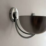 Pair of vintage double wall lights, brushed aluminum and chrome, France 1970