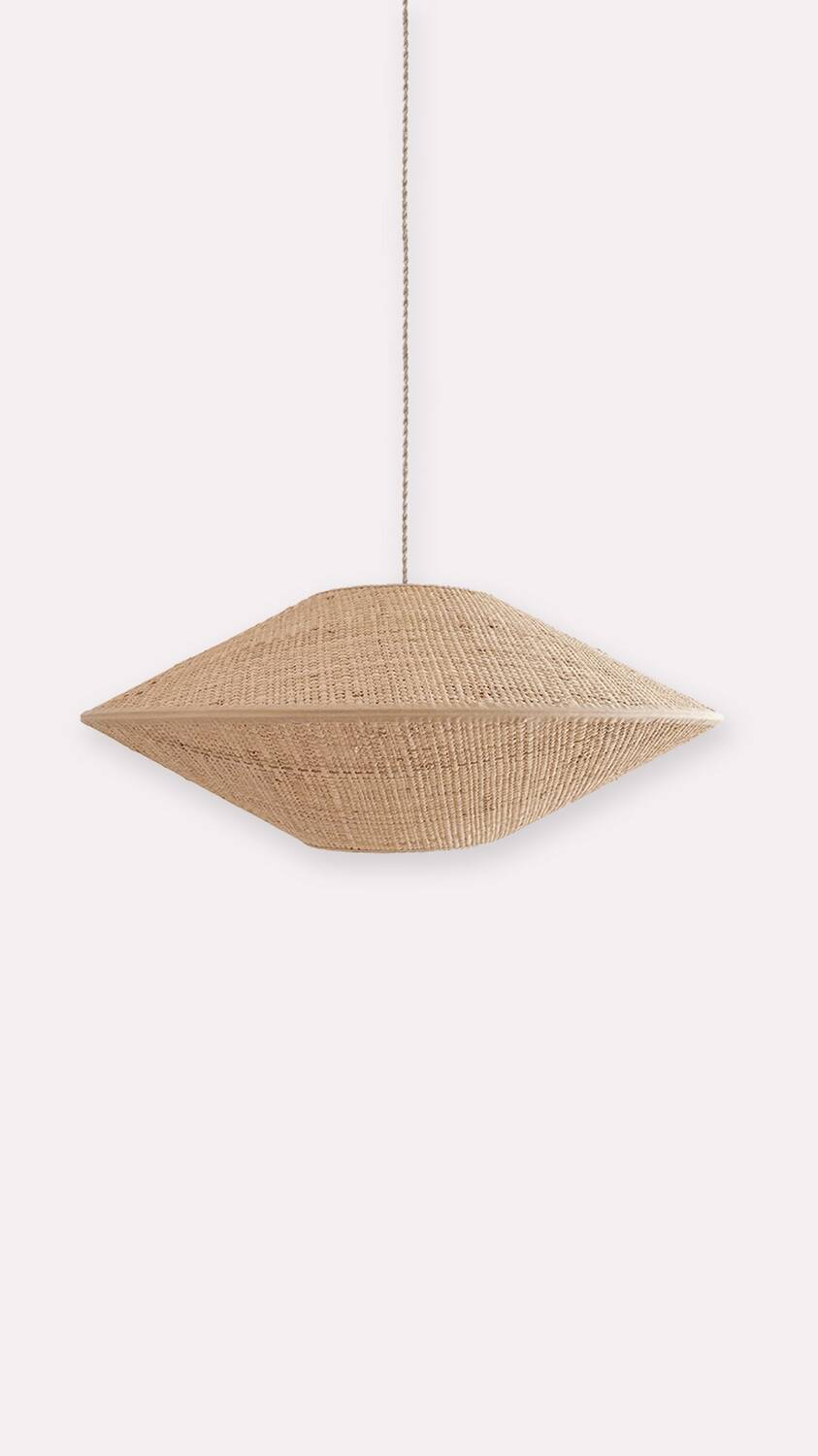 Woven wicker pendant light