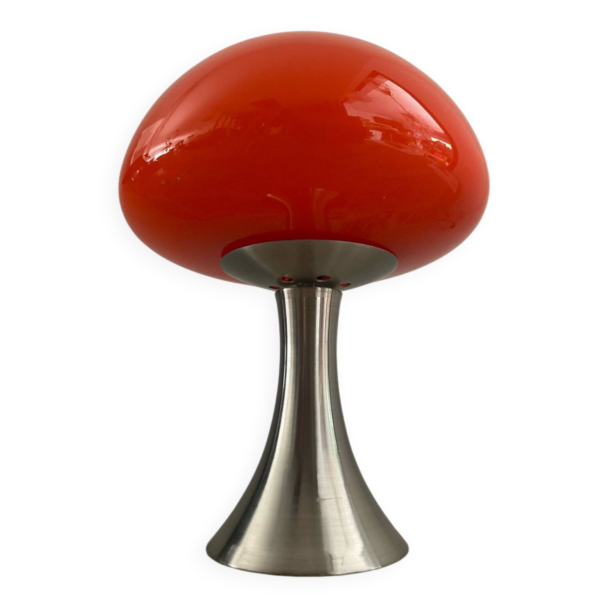 Vintage mushroom lamp in opaline and metal