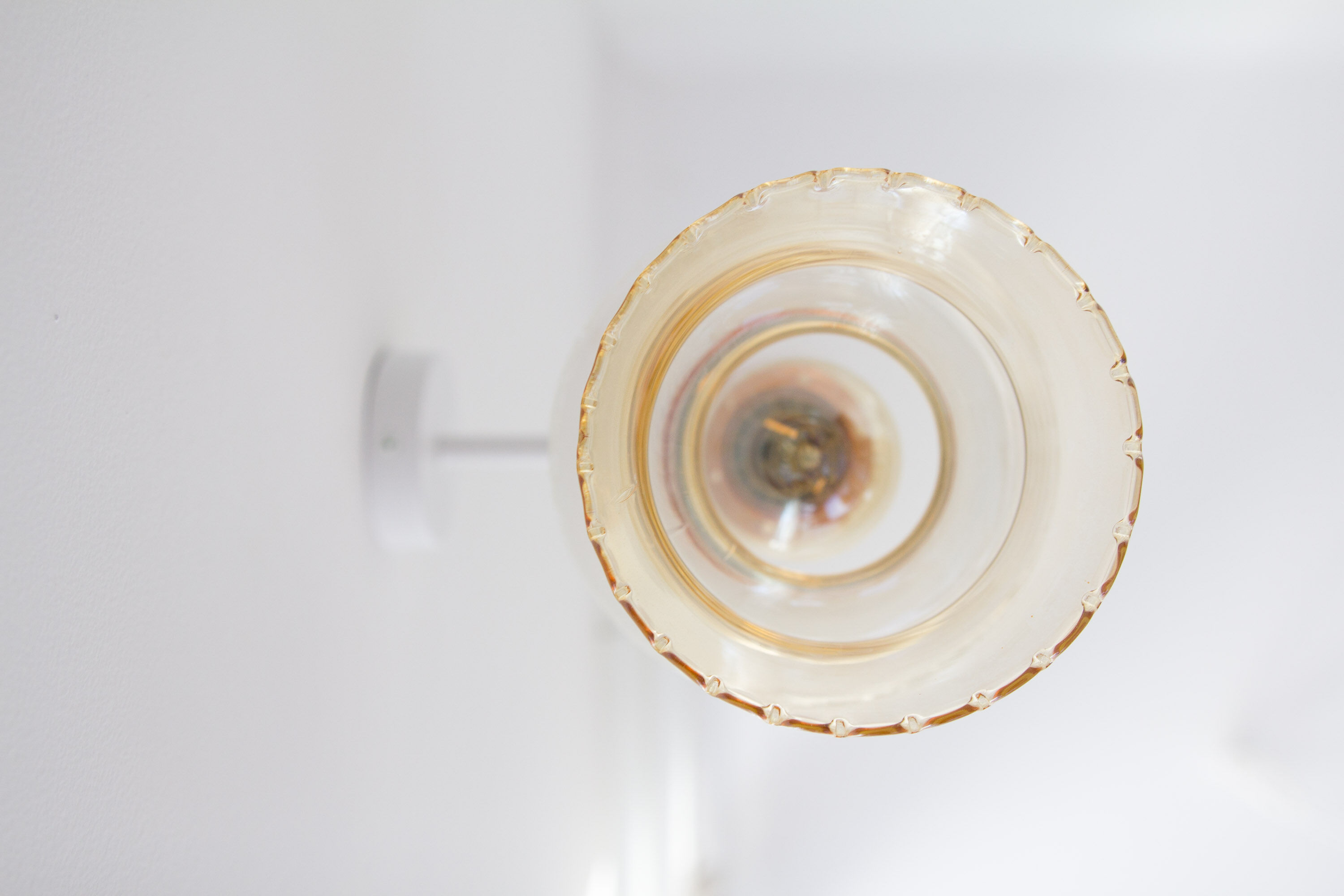 Pair of Yugochic wall vintage lamps upcycled from mid-century glass lampshades