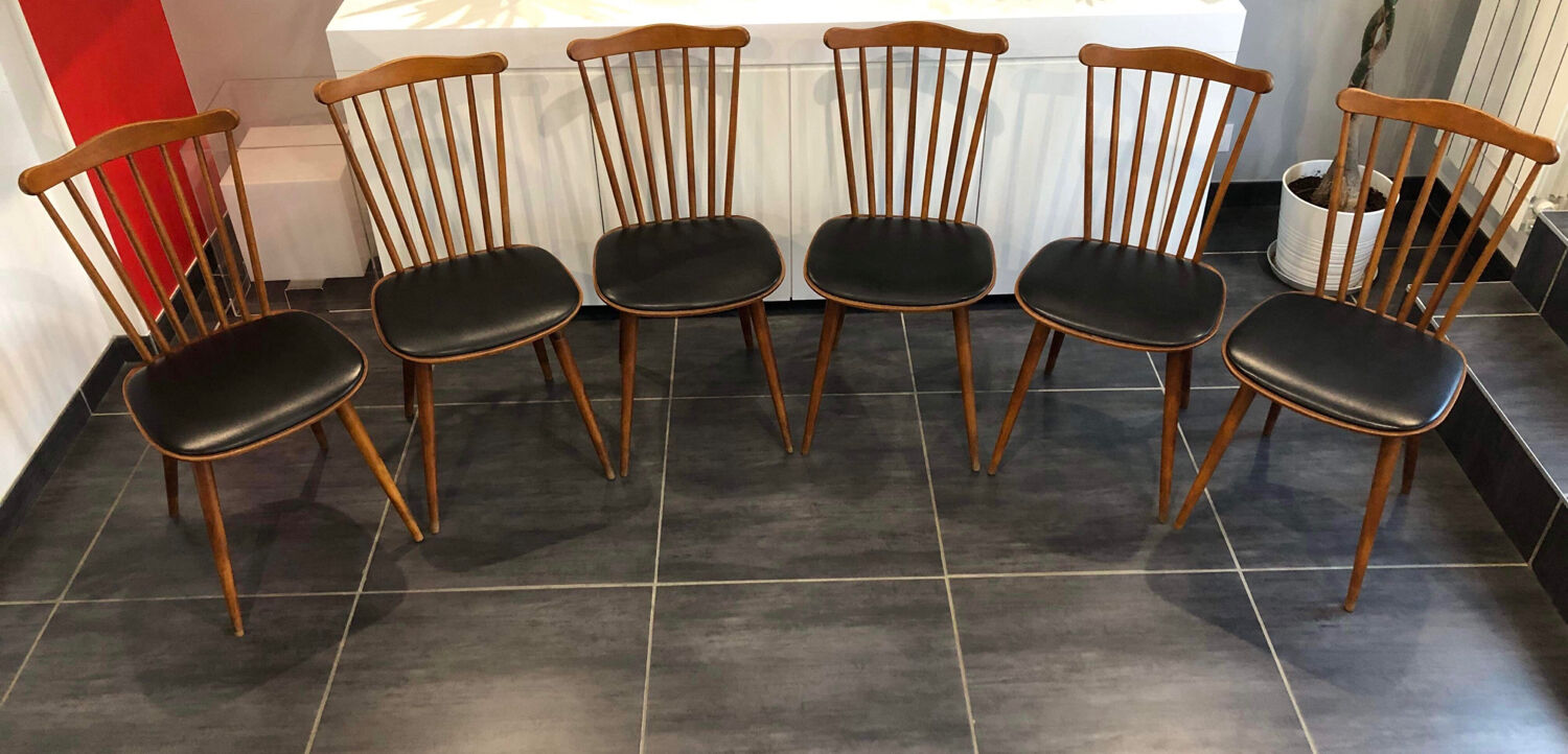 Set of 6 Baumann Menuet chairs, vintage, 1970s