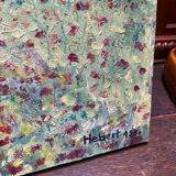 Canvas signed Hebert rural landscape gouache