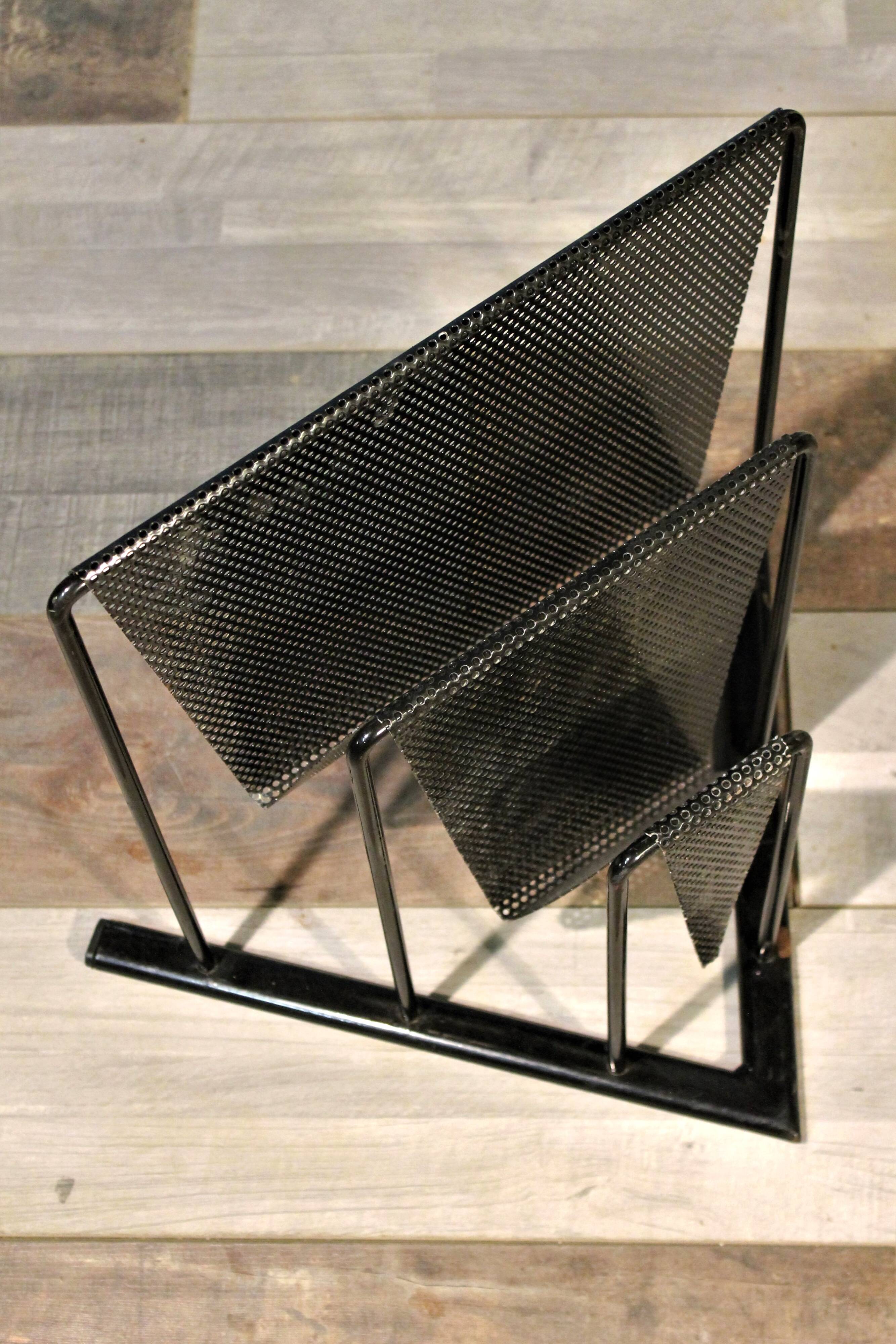 Perforated metal magazine rack Morgens 1980s