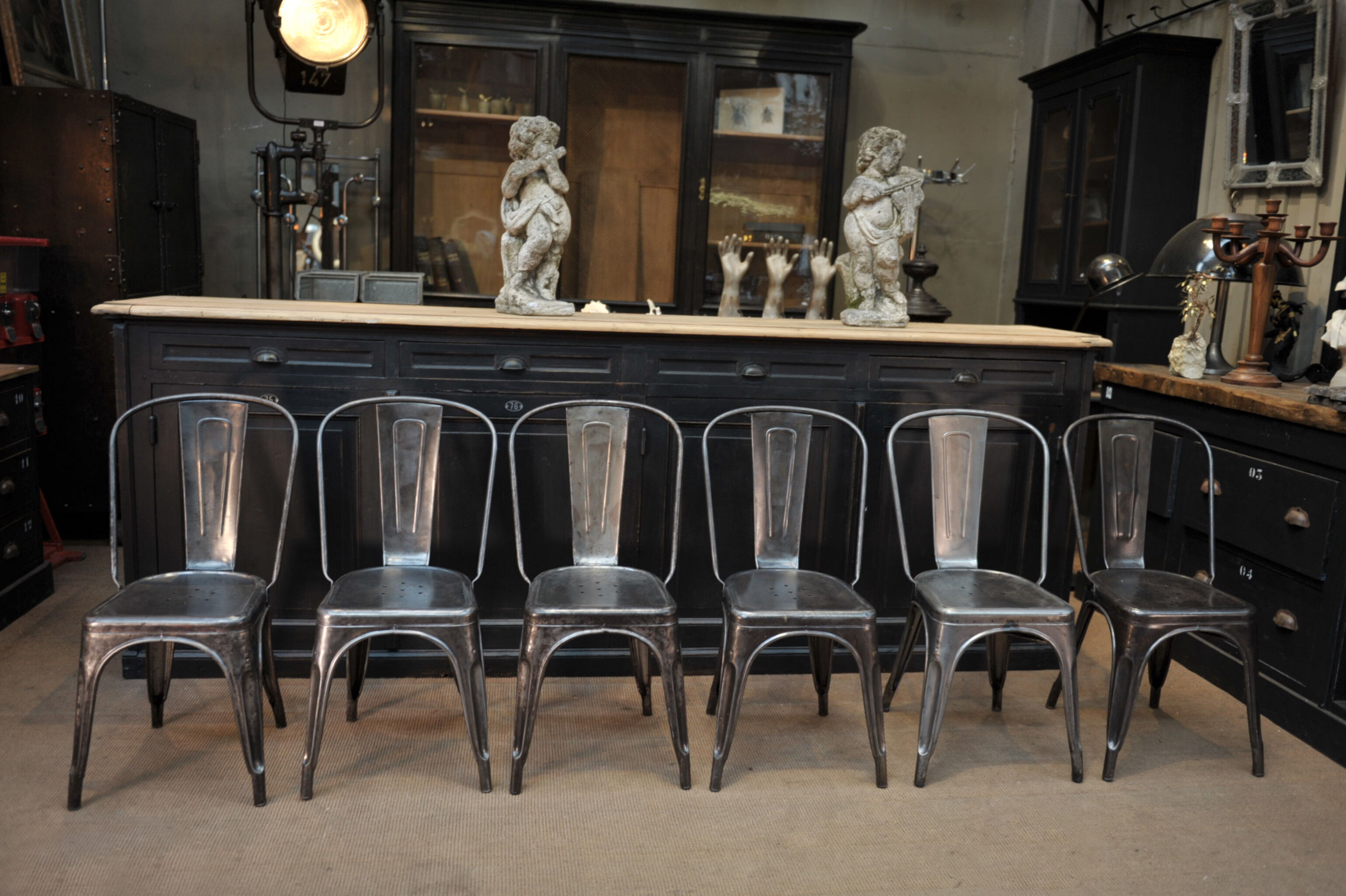 Lot of 6 old Tolix chairs 1950