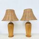 Vintage Ikea solid wooden table lamps with rattan shade, 1980s