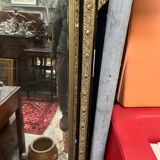 Large antique gilt mirror with scroll and shell decoration, 144 cm