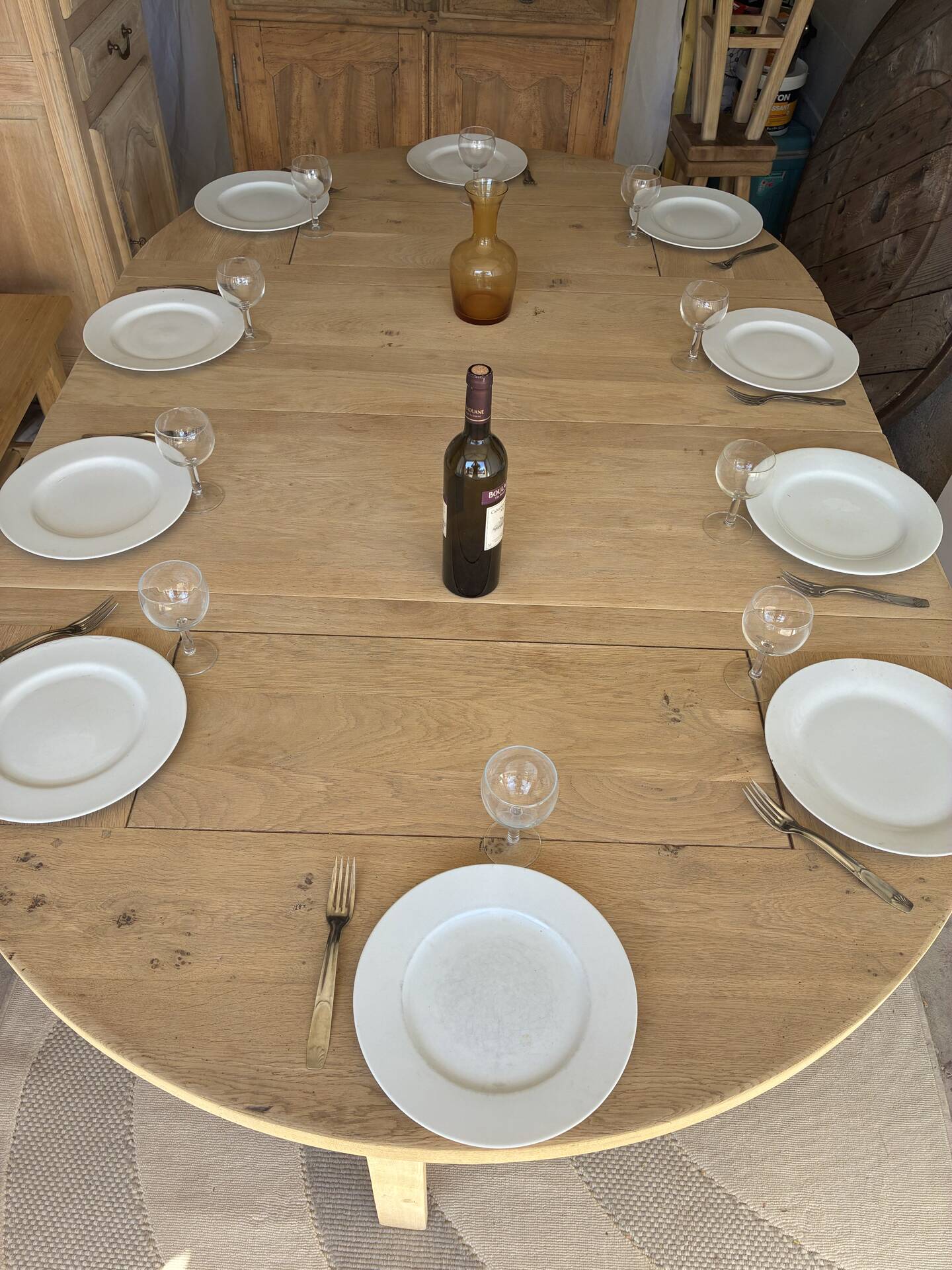 Solid oak farmhouse table with extensions