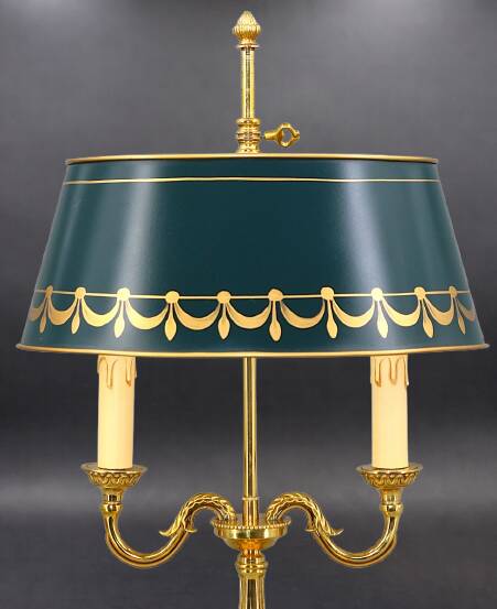 Bronze Bouillotte Lamp in Louis XVI Style with Two Lights "Lucien Gau"