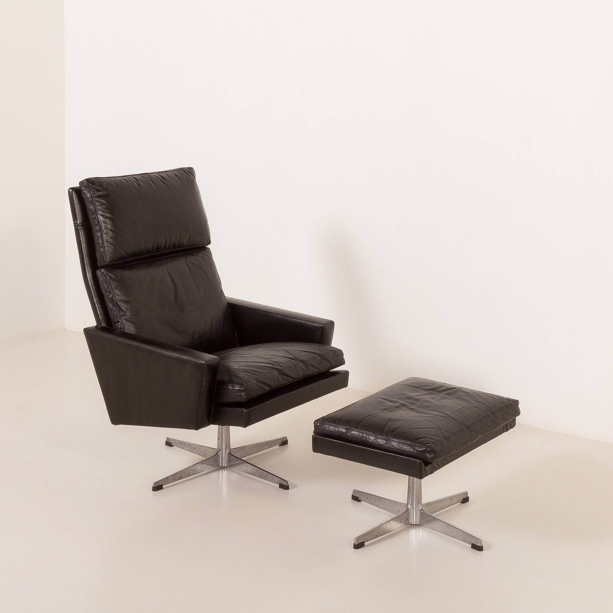 Danish vintage lounge chair with footstool, 1970s