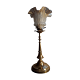 Lampe calice, pied laiton et tulipe verre, 1930