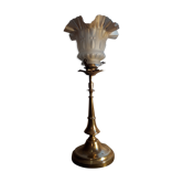 Lampe calice, pied laiton et tulipe verre, 1930