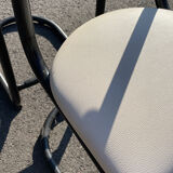 Pair of 1980s high chairs in leather and metal