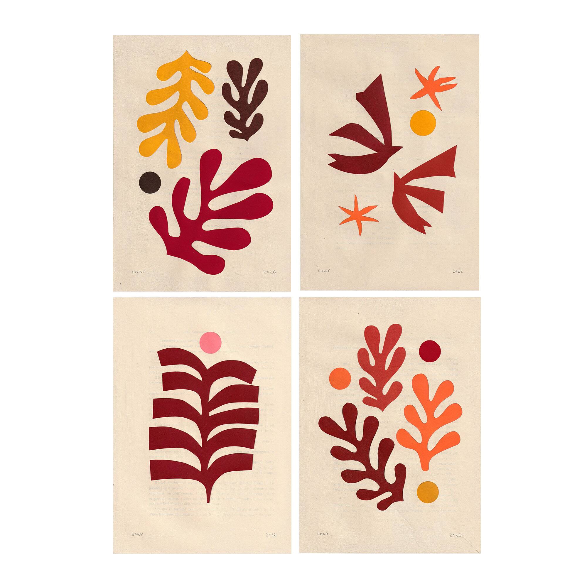 Collection de 4 collages d'inspiration Matisse signée Eawy