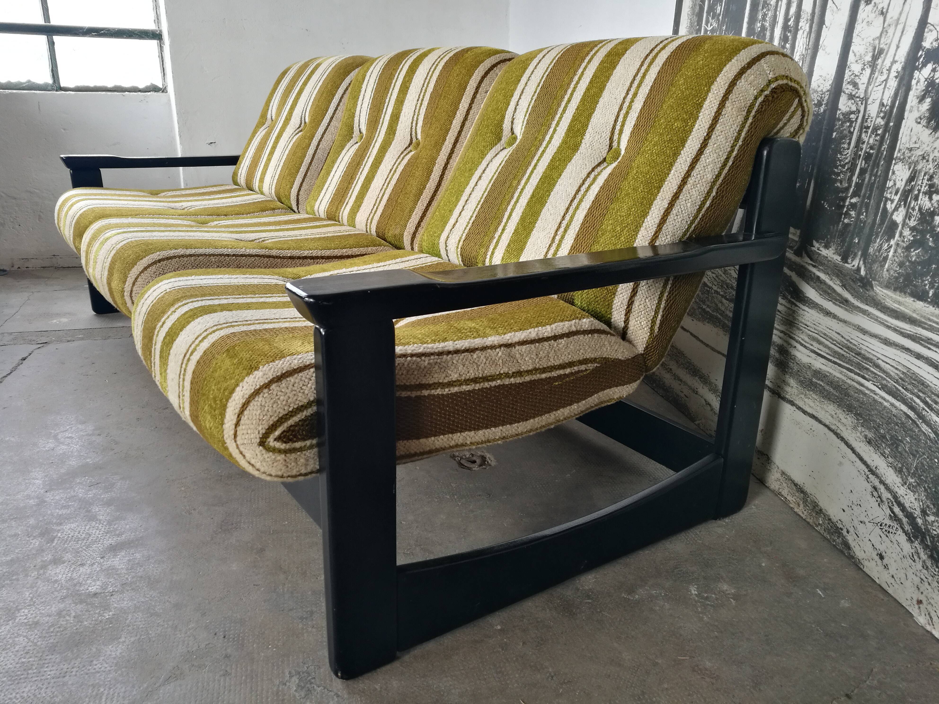 3-seater vintage velvet sofa 1970/1980