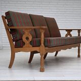 1970s, Danish 3-seater sofa, green furniture wool, oak wood.
