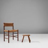 Rustic Wooden tripod Stool, France 1920s