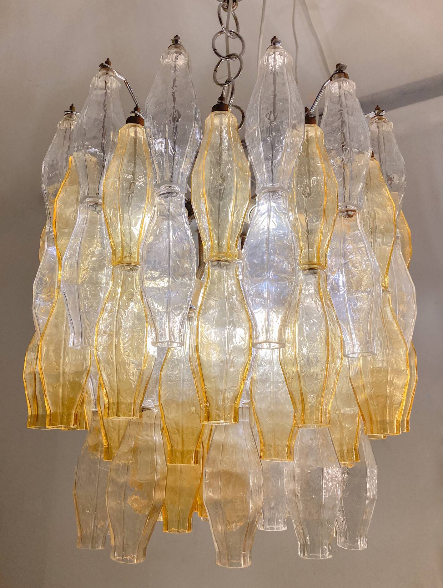 Mid-Century Murano Glass Chandelier "Polyhedr" by Carlo Scarpa for Venini, Italy, 1960s