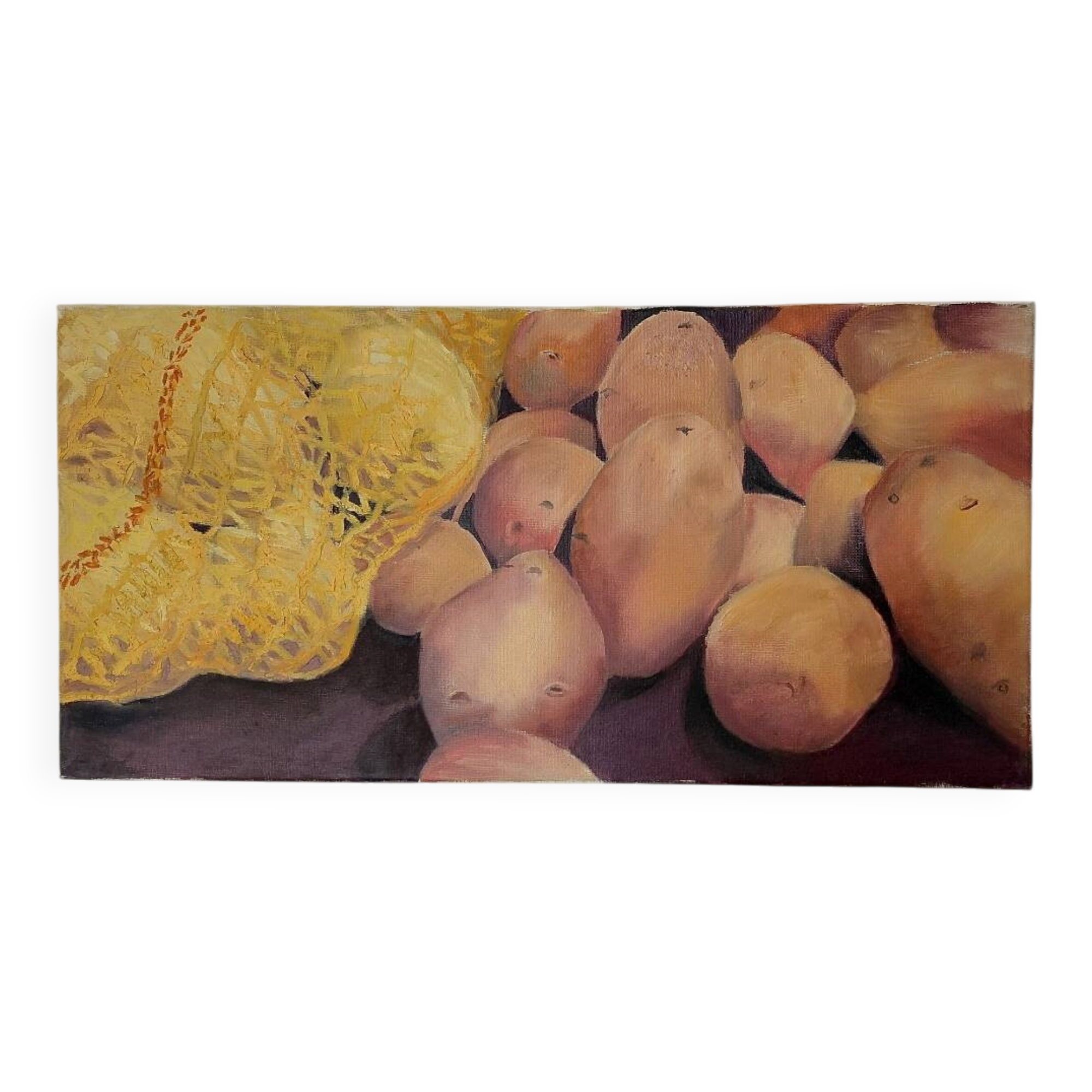 Contemporary Still Life - Basket of Potatoes - signed F. Leblon