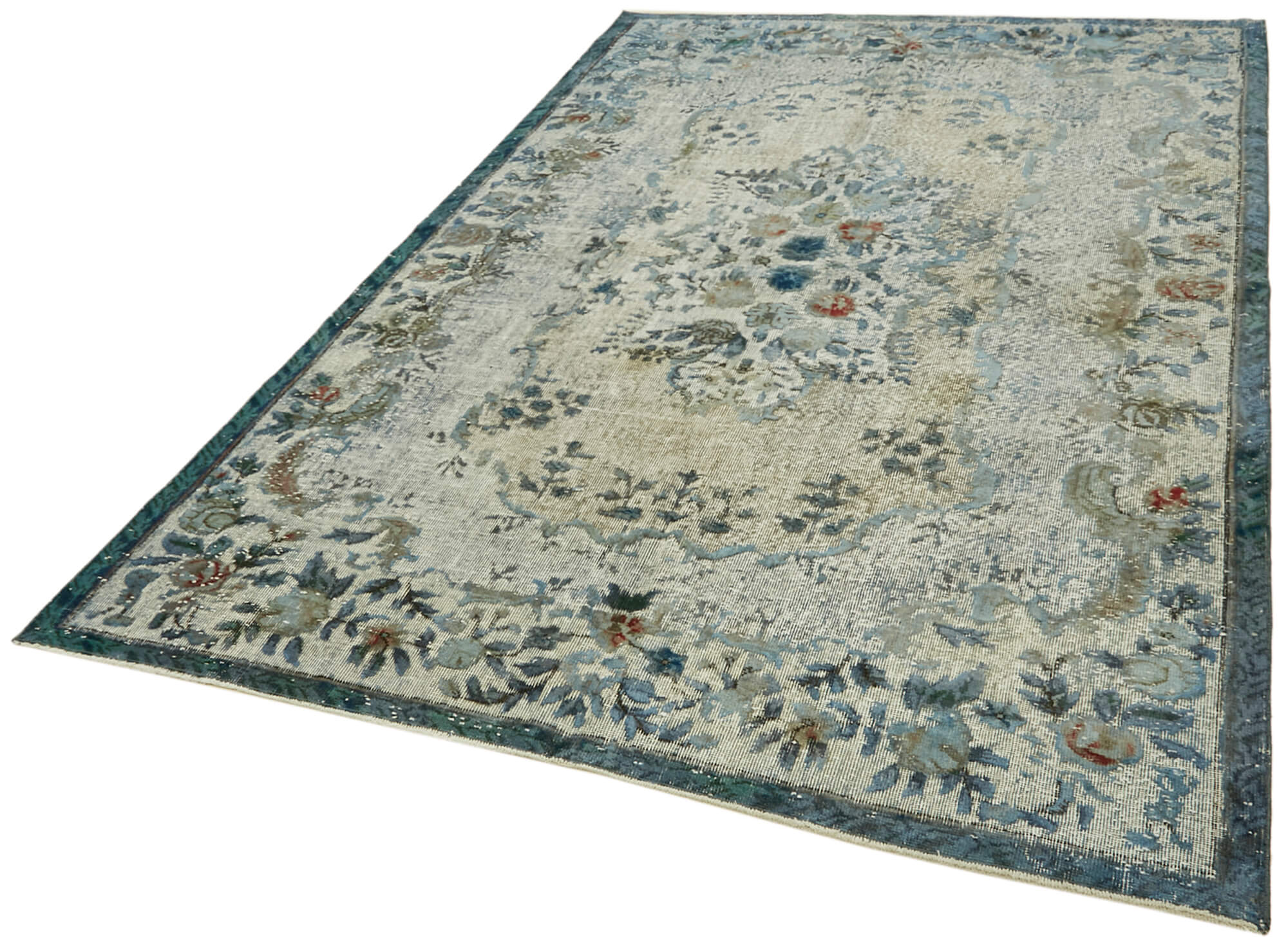 Handwoven anatolian 1980s 187 cm x 277 cm blue rug