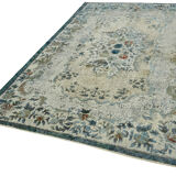 Handwoven anatolian 1980s 187 cm x 277 cm blue rug
