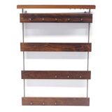 Large vintage rosewood coat rack with hooks made in the 60s