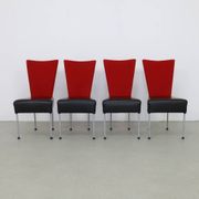 Ensemble de 4 chaises de salle à manger postmodernes bicolores, années 1980